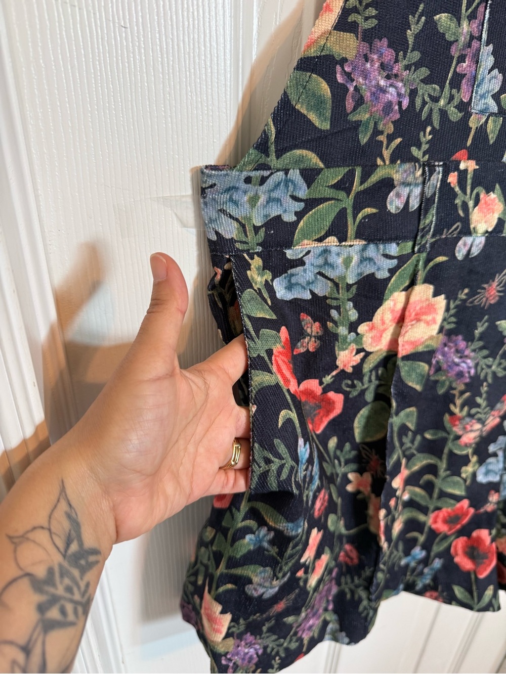 Cider Floral Overall Romper Short Black Cottagecore Shortalls 0XL - Picture 4 of 14